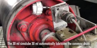 Lubrication of conveyor belt drum and slewing ring