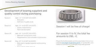 Development of bearing suppliers and quality control during purchasing